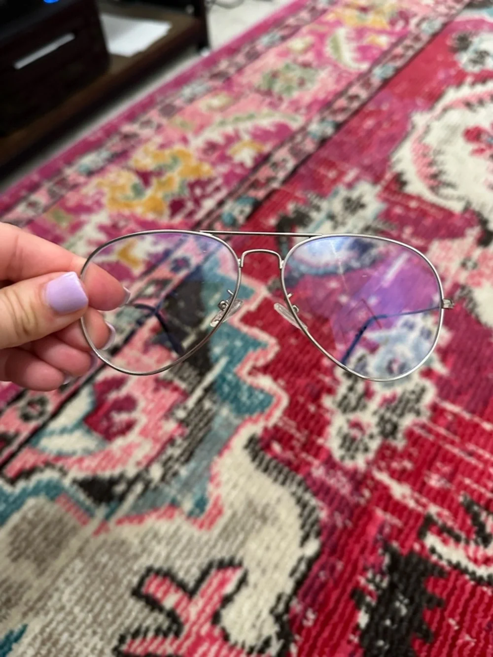 Aviator Blue-Tint blue light clear and silver glasses